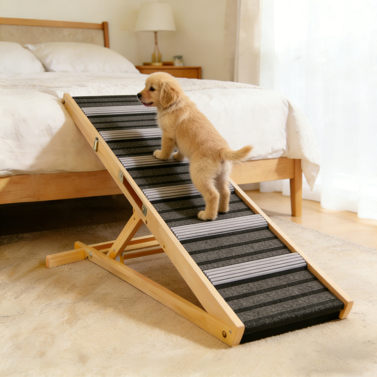 2026 Upgraded Dog Ramp for Couch, Small Dog Ramp for Sofa, 6 Adjustable Height from 14'' to 25", Portable Stable Pet Ste