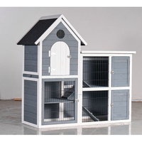 Large Outdoor Chicken Coop Cage Weatherproof 2-Story Chicken Coop Rabbit Hutch, Wooden Indoor Outdoor Pet House With No-