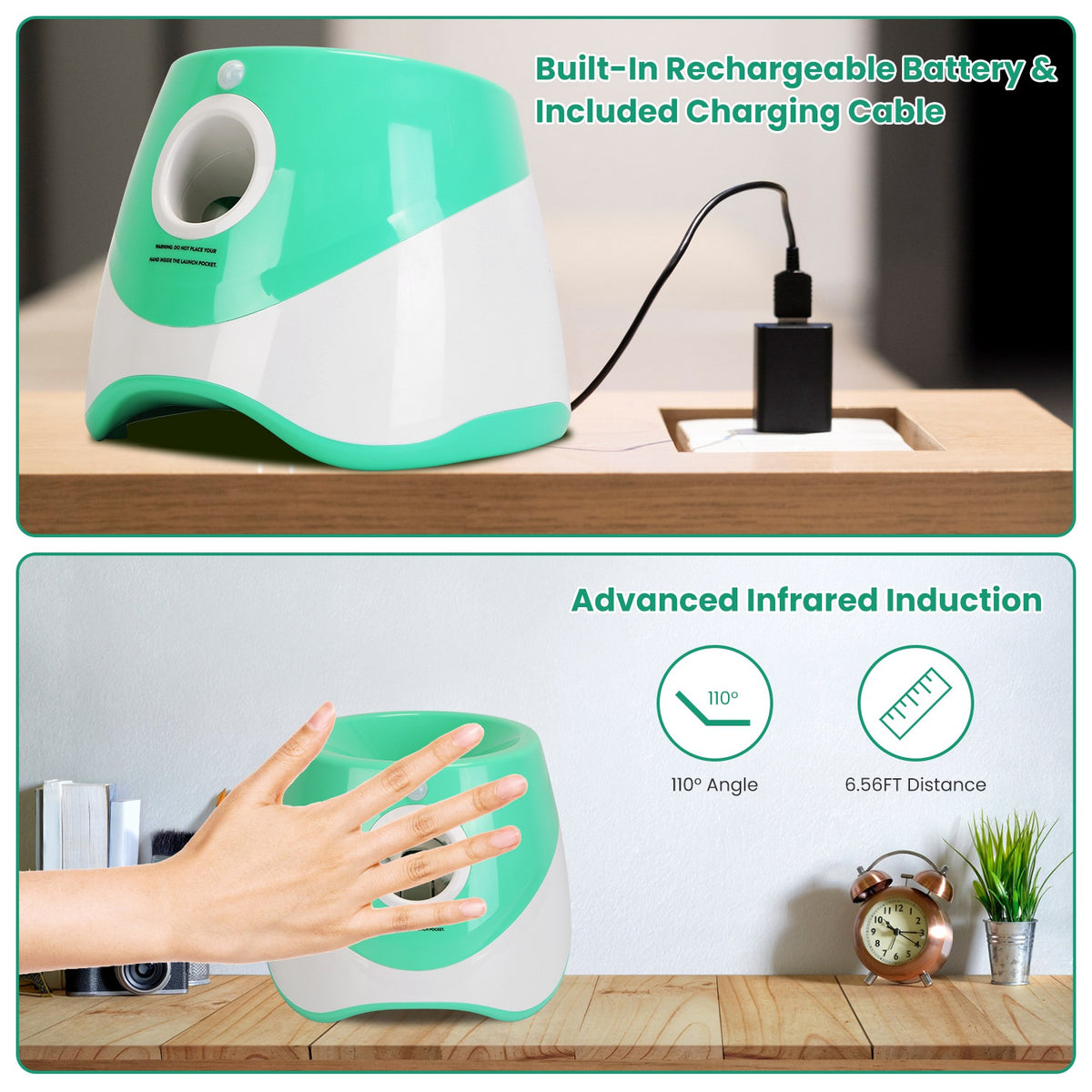 1Pc Automatic Dog Ball Launcher Toy Included 6 Tennis Balls Dog With 3 Adjustable Launch Distance Interactive Ball Throw