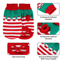 2 Patterns 4 Sizes Option-- 1Pc Pet Christmas Turtleneck Sweater Dog Cat Christmas Clothes Snowman Stripes Costume Winte