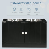 Large Elevated Dog Bowls with Storage Cabinet Containing Large 44L Capacity, Raised Dog Bowl Stand Pet Food Bowl Pet Fee