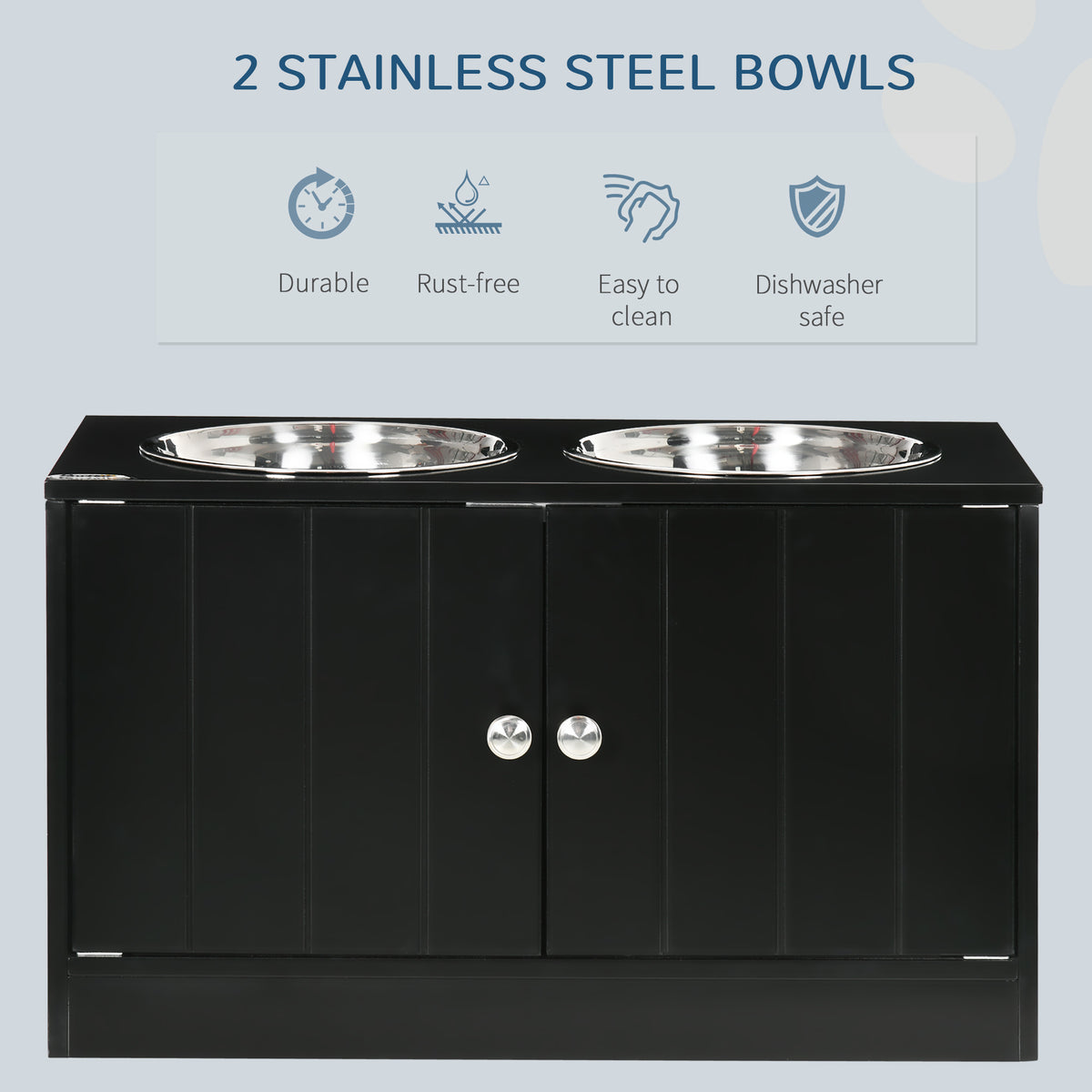 Large Elevated Dog Bowls with Storage Cabinet Containing Large 44L Capacity, Raised Dog Bowl Stand Pet Food Bowl Pet Fee