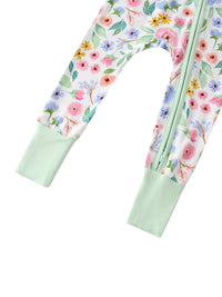 PoshTOT Ink Flower Bamboo Baby Convertible Zippy Romper