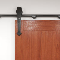 6FT Barn Door Hardware Kit Heavy Duty Sliding Door Track Kit With Floor Guide For Interior Exterior Fit 30-32in Wide Pan