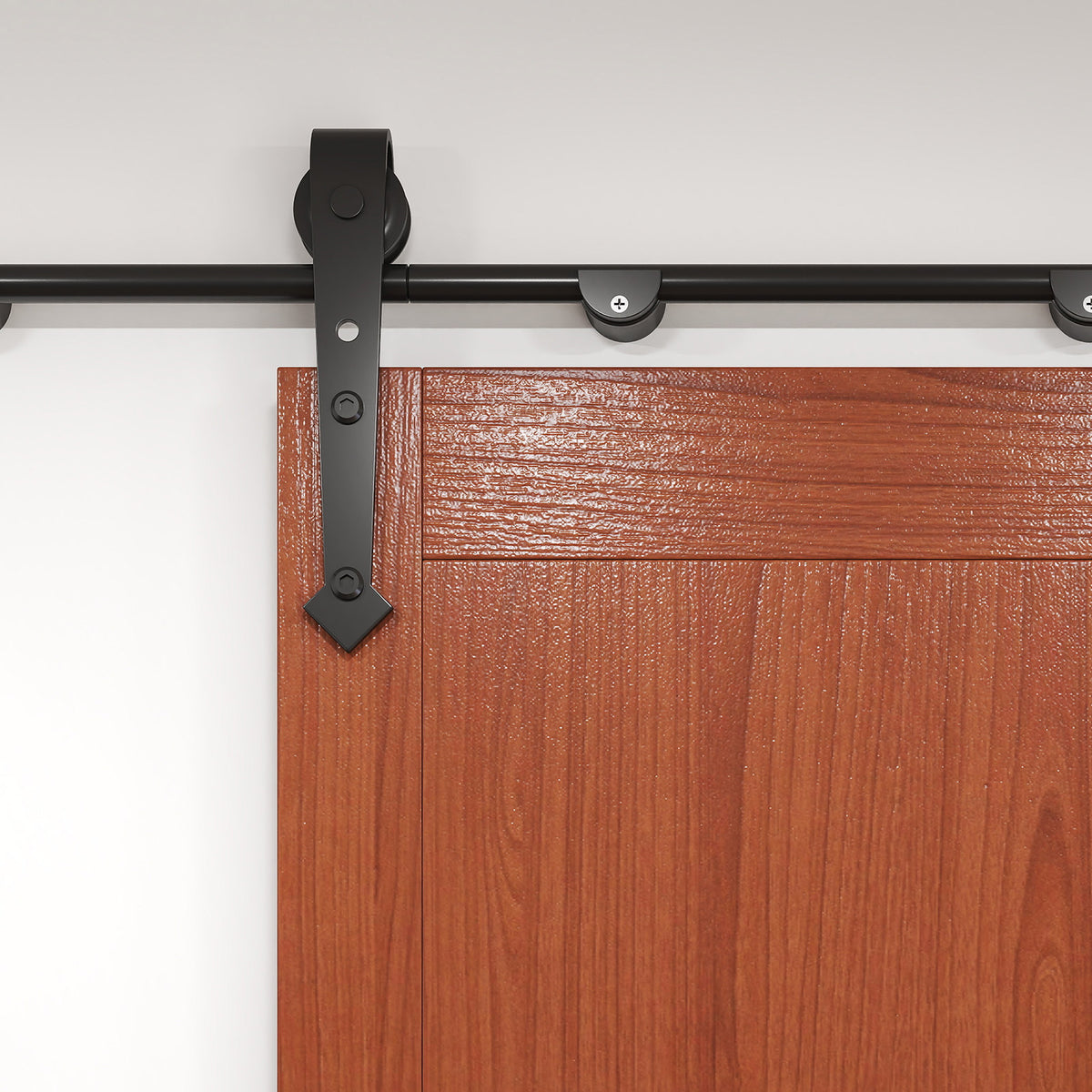 6FT Barn Door Hardware Kit Heavy Duty Sliding Door Track Kit With Floor Guide For Interior Exterior Fit 30-32in Wide Pan