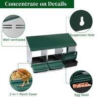 3 Compartment Roll Out Chicken Nesting Box With Plastic Basket, Egg Nest Box Chicken Laying Box Hens Chicken Coop Box, G