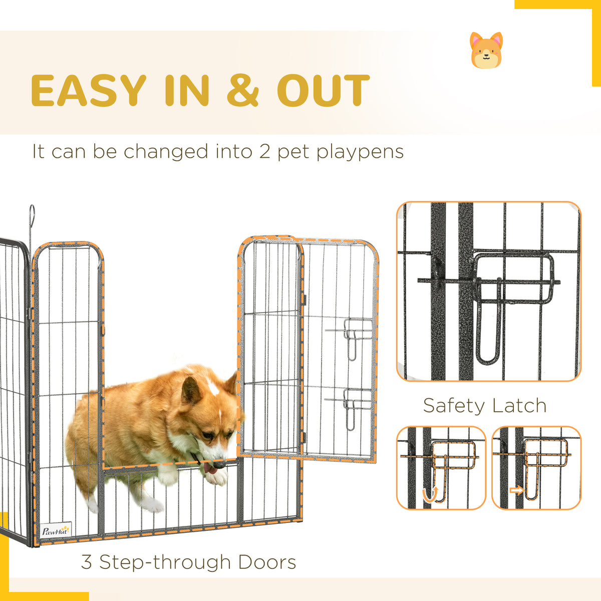 24 Panel Dog Playpen for Small and Medium Dogs with Lockable Door, 15.7 x 15.7 x 2.6