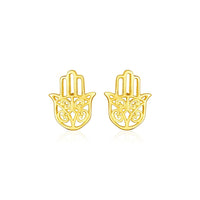 14k Yellow Gold Polished Hand of Hamsa Post Earrings