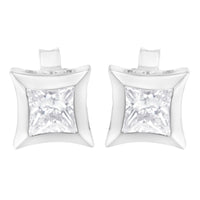 10K White Gold 1/2 Cttw Invisible Set Princess-Cut Diamond Stud Earrings (H-I Color, SI2-I1 Clarity)