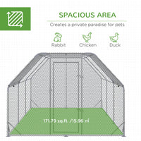 Chicken Run, Galvanized Large Metal Chicken Coop Cage, Walk-in Enclosure Poultry Hen Run House Playpen Rabbit Hutch with