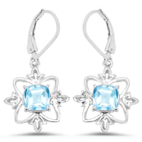 5.30 Carat Genuine Swiss Blue Topaz .925 Sterling Silver Earrings