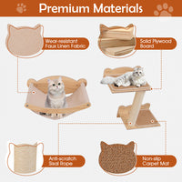 Cat Wall Furniture Set Of 4 With Hammock 2-step Cat Tree And Perch