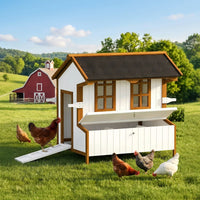 47Chicken Coop, Wooden Chicken House Raised Rabbit Hutch With Waterproof Roof, Nesting Box And Handles For 3-5 Hens, Pou