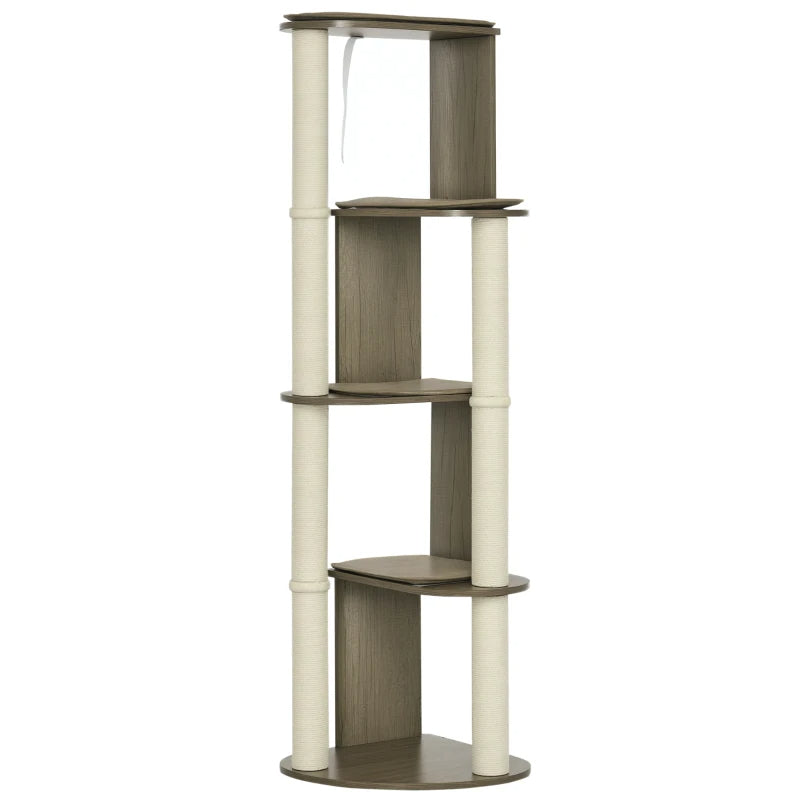 Corner Modern Cat Tree Tall For Climbing, Large Multilevel Cat Tower With Scratching Posts, Small-Fit Kitten Tower With 