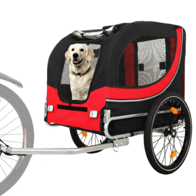 Large Folding Bike Trailer For Dogs 120LB Capacity All-Terrain Pet Carrier, Durable Steel Frame For Cycling, Jogging, Ca