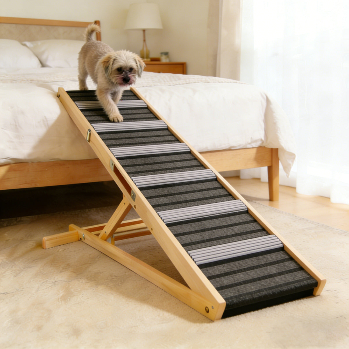 2026 Upgraded Dog Ramp for Couch, Small Dog Ramp for Sofa, 6 Adjustable Height from 14'' to 25", Portable Stable Pet Ste