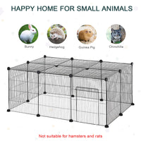 Small Animal Cage for Bunny, Guinea Pig, Chinchilla, Hedgehog, Portable Pet Enclosure with Door, 16 Panels