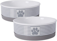 Paw & Patch Ceramic Pet Collection, Medium Set, 6X2", Gray, 2 Piece - BIG FRENCHIES