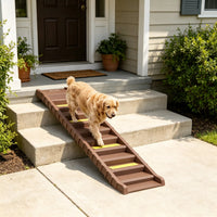 Brown Portable Dog Ramp Foldable Stairs for Medium Small Dogs to Get on Car Truck SUV