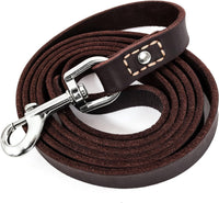 Leather Dog Training Leash - Brown 6 Foot - BIG FRENCHIES