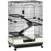 4-Level Small Animal Cage Rabbit Hutch With Universal Lockable Wheels, Slide-out Tray For Bunny, Chinchillas, Ferret, Bl