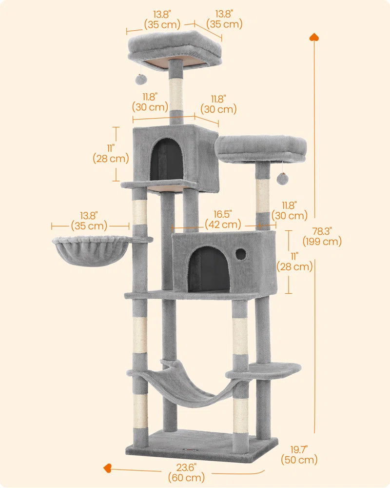 Elevate Your Cat's Playtime with the Timmins 78.3" Multi-Level Cat Tree - Cozy Condos & Scratching Posts Included! - BIG FRENCHIES
