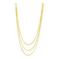 14k Yellow Gold Three Strand Herringbone Chain Necklace