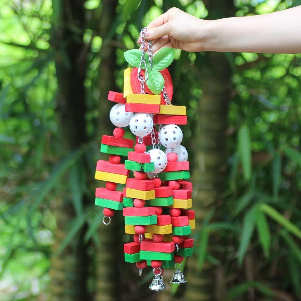 Bird Chewing Toy Large Medium Parrot Cage Bite Toys African Grey Macaws Cockatoos Eclectus Amazon (Apple-22Inch) - BIG FRENCHIES