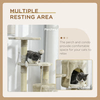 46" Scratching Cat Tree Multi Level Activity Center Kitty Condo Furniture Post Beige