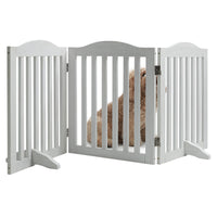 Wooden Freestanding Foldable Pet Gate for Dogs, 24 inch 3 Panels Step Over Fence, Dog Gate for The House, Doorway