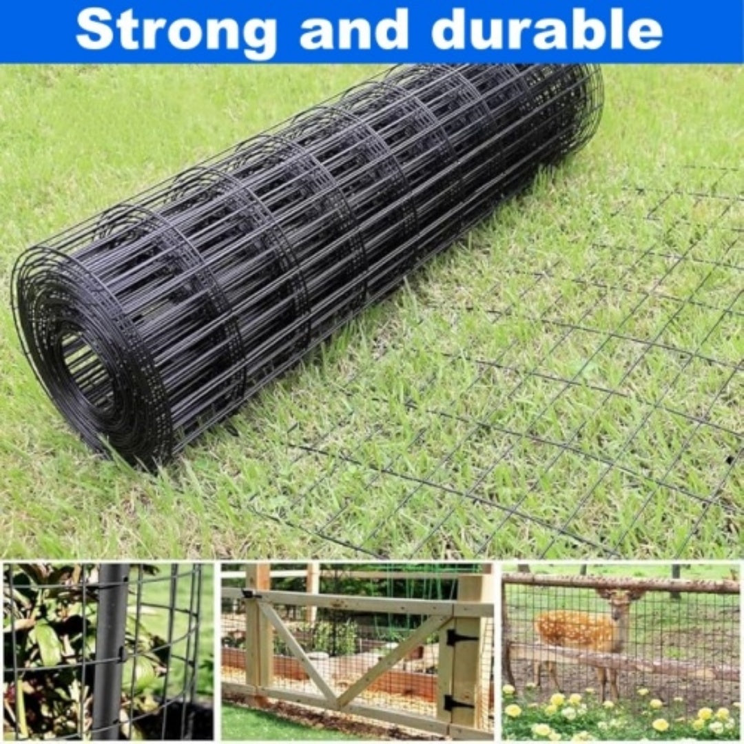 48 INCHx33 FT Black Vinyl-coated Metal Mesh, 16 Gauge 0.67 Inch Black PVC Metal Mesh, Black Welded Wire Mesh Support, Po