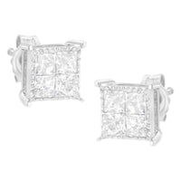 Sterling Silver 3/4 cttw Composite Diamond Stud Earrings (I-J, I2-I3)