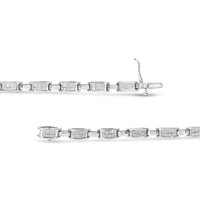 14K White Gold 2.0 Cttw Princess Cut Invisible Set Diamond Rectangular Link Bracelet (I-J Color, I1-I2 Clarity) - 7.25"