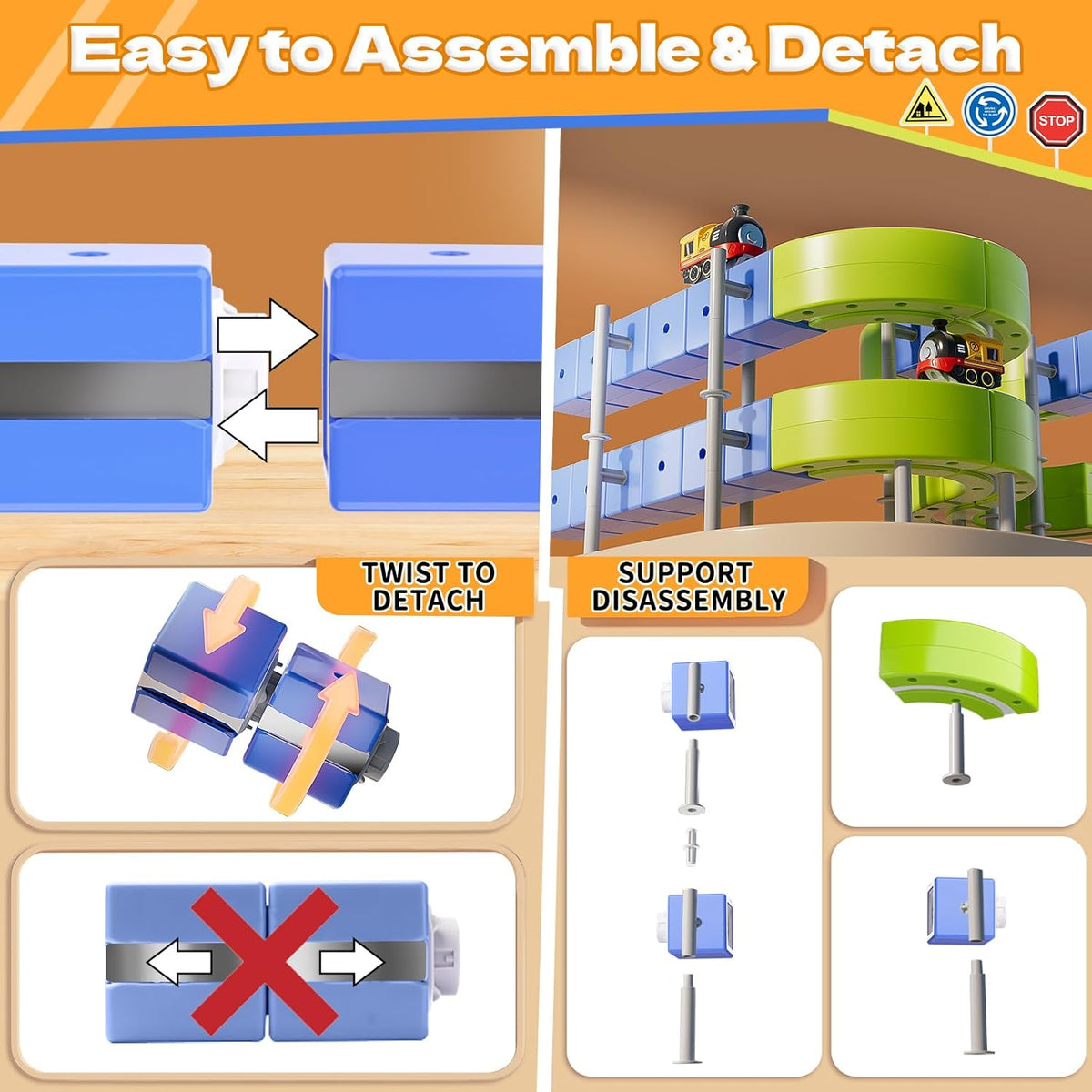 101-Piece Electric Train Track Toy Set Rechargeable Electric Train & DIY Assembly Track Kit Creative Building Block Raci