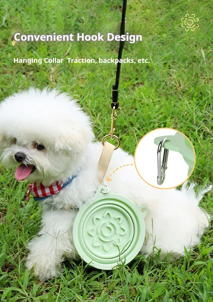 3-in-1 Pet Travel Collapsible Bowl Foldable Slow-Feeder With Strong Suction Cups Portable Silicone Dog Bowl With Hook Fo