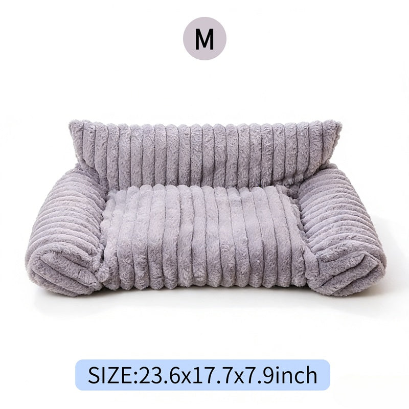 Cute Cat Couch For Pets - Fluffy Cat Beds With Premium Soft Corduroy Fleece, Fuzzy Cats Beds For Indoor Cats With Remova
