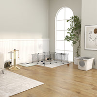 36 Panels Small Animal Playpen with Door, DIY C & C Cage for Guinea Pigs with Ramp, Portable Metal Wire Yard for Rabbit,