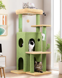 50-Inch Cat Tree Tower for Large Indoor Cats with Scratching Post & Caves