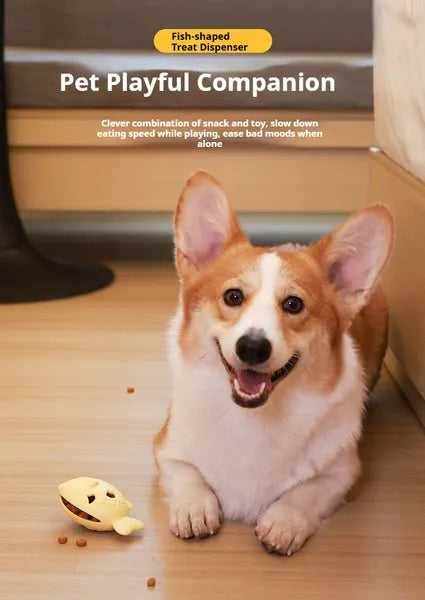 Fish-Shaped Dog Treat Dispenser Toy-Food-Grade Silicone Slow Feeder For Boredom Relief, Self-Entertainment & Pet Interac