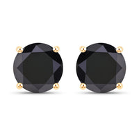 3.48 Carat Genuine Black Diamond 14K Yellow Gold Earrings