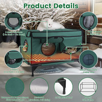 1Pc Waterproof Heated Cat House Outdoor Weatherproof Insulated Kitty Shelter Feral Cat Heating Bed With Heating Pad Anti