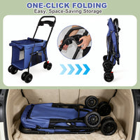 Pet Stroller, Foldable 4-Wheel Design, Breathable Mesh Dog Cat Stroller with Shockproof Wheels, Brake System, Storage Tr