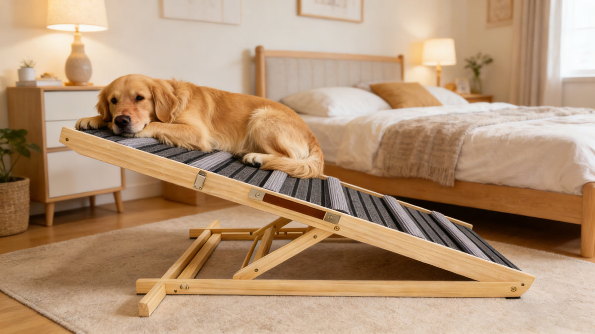 2026 Upgraded Dog Ramp for Couch, Small Dog Ramp for Sofa, 6 Adjustable Height from 14'' to 25", Portable Stable Pet Ste