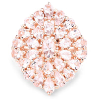 18K Rose Gold Plated 4.55 Carat Genuine Morganite .925 Sterling Silver Ring