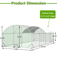 26x9x6Large Metal Chicken Coop,Walk-in Poultry Cage,Chicken Run With Waterproof Cover,Outdoor Backyard Farm,Chicken Rabb