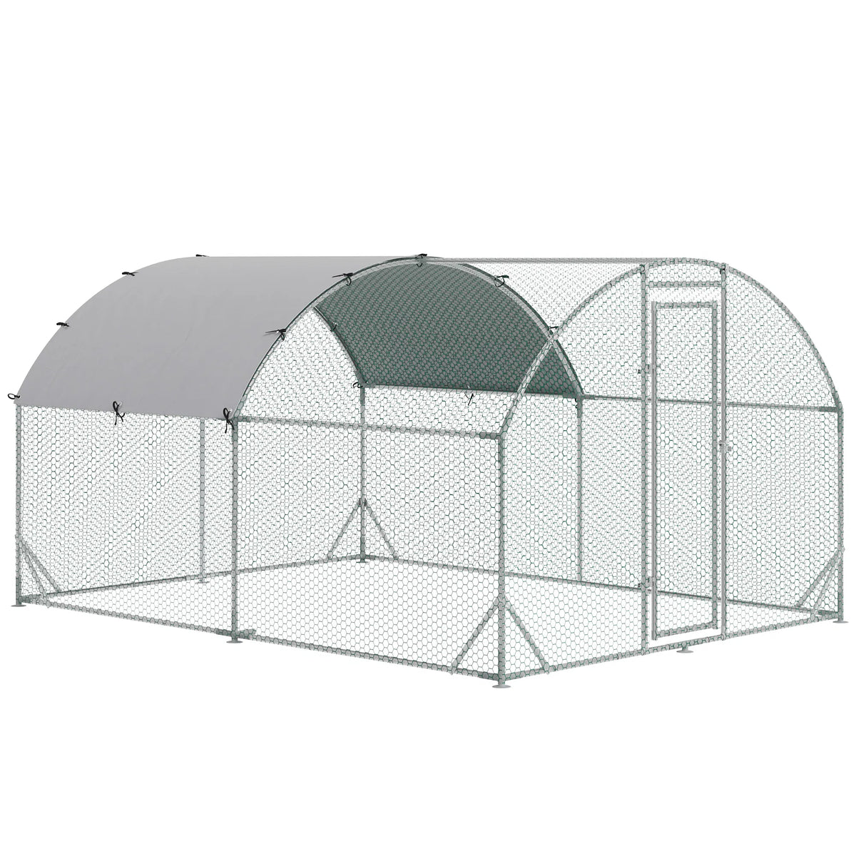 Galvanized Large Metal Chicken Coop Cage Walk-in Enclosure Poultry Hen Run House Playpen Rabbit Hutch with Cover for Out