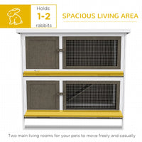 PawHut Wooden Bunny Hutch With Ramp, Indoor Outdoor, Brown