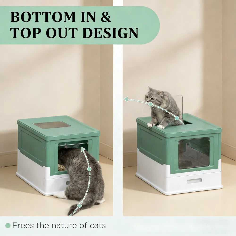 Stainless Steel Enclosed Litter Box for Cats