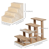 4-Step Dog Ramp for Sofa, Bed, and Couch, with Removable Cover, Beige