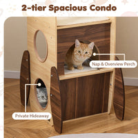 Rocket Cat Tree 47 Inch Large Wooden Cat Tower For Indoor Cats Sisal Scratching Pad Detachable Scratching Mat